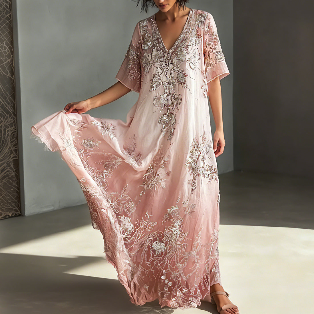Women's Retro Bohemian Floral Print Dress