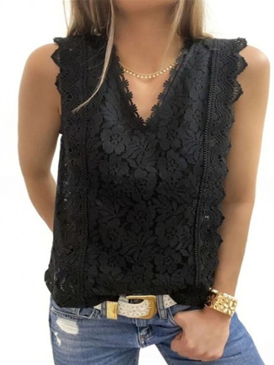Women's Lace Sleeveless Casual Shirt Top