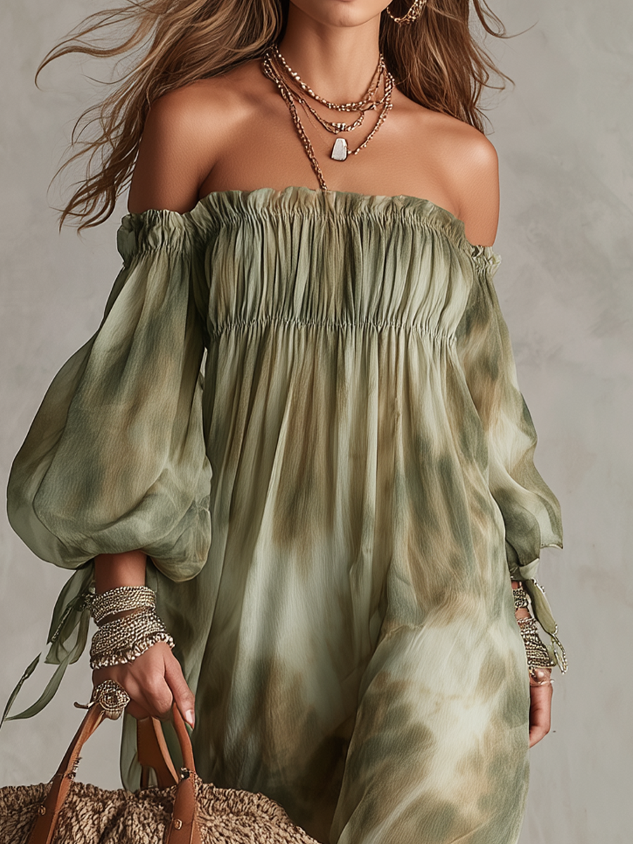 Flowy Smocked Off-Shoulder Maxi Dress