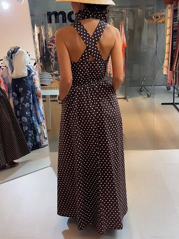 Women's Retro Polka-dot Casual Sleeveless Dress