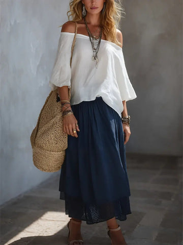 Women's One-shoulder Top And Skirt Set