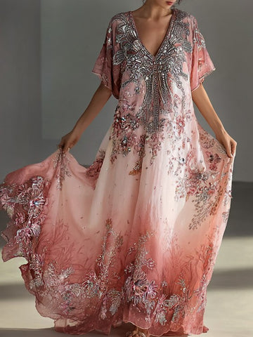 Women's Retro Bohemian Floral Print Dress