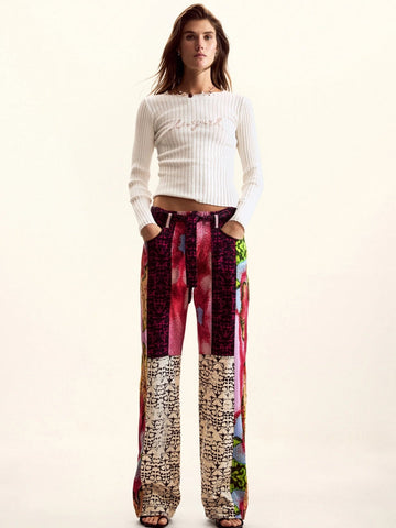Patchwork Print Flow Pants